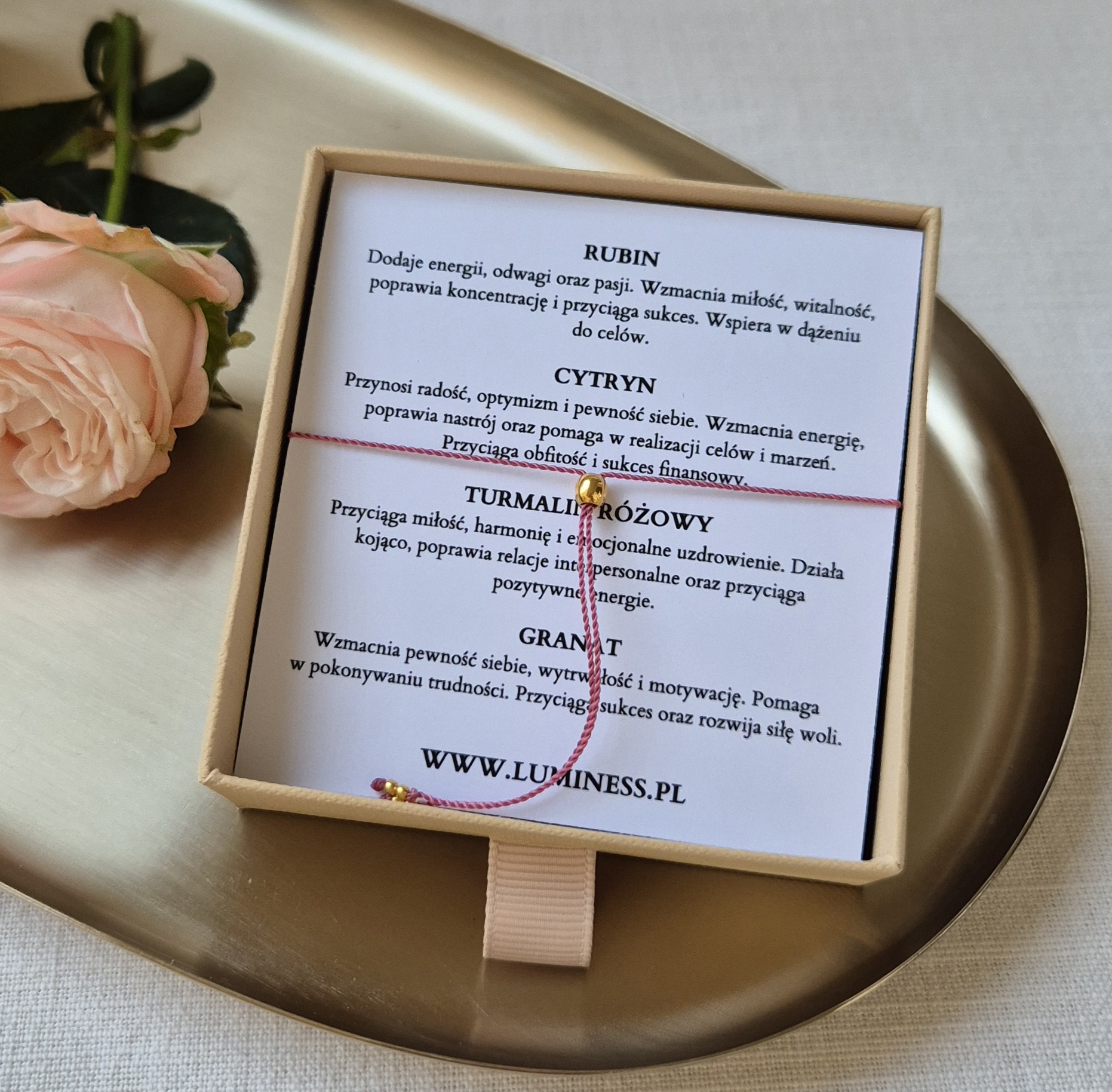 Bransoletka zodiakalna BARAN – rubin, cytryn, turmalin różowy, granat - obrazek 3