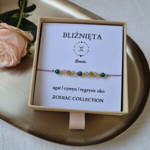Bransoletka zodiakalna BLIŹNIĘTA – agat, cytryn, tygrysie oko