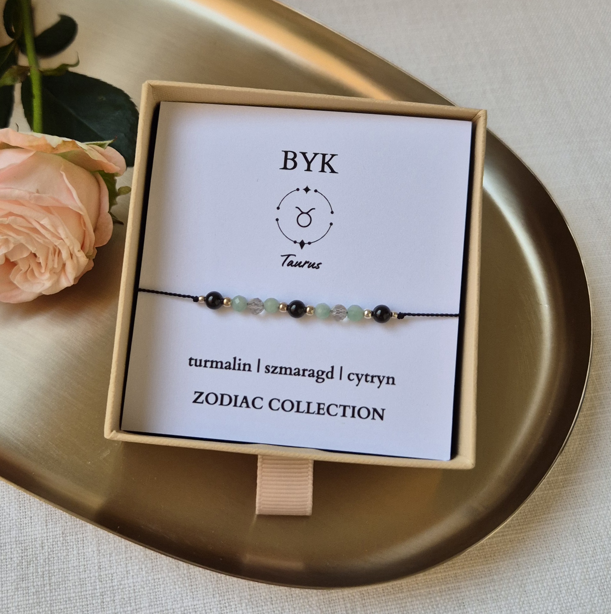 Bransoletka zodiakalna BYK – turmalin, szmaragd, cytryn - obrazek 2