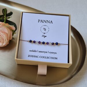Bransoletka zodiakalna PANNA – sodalit, ametyst, cytryn
