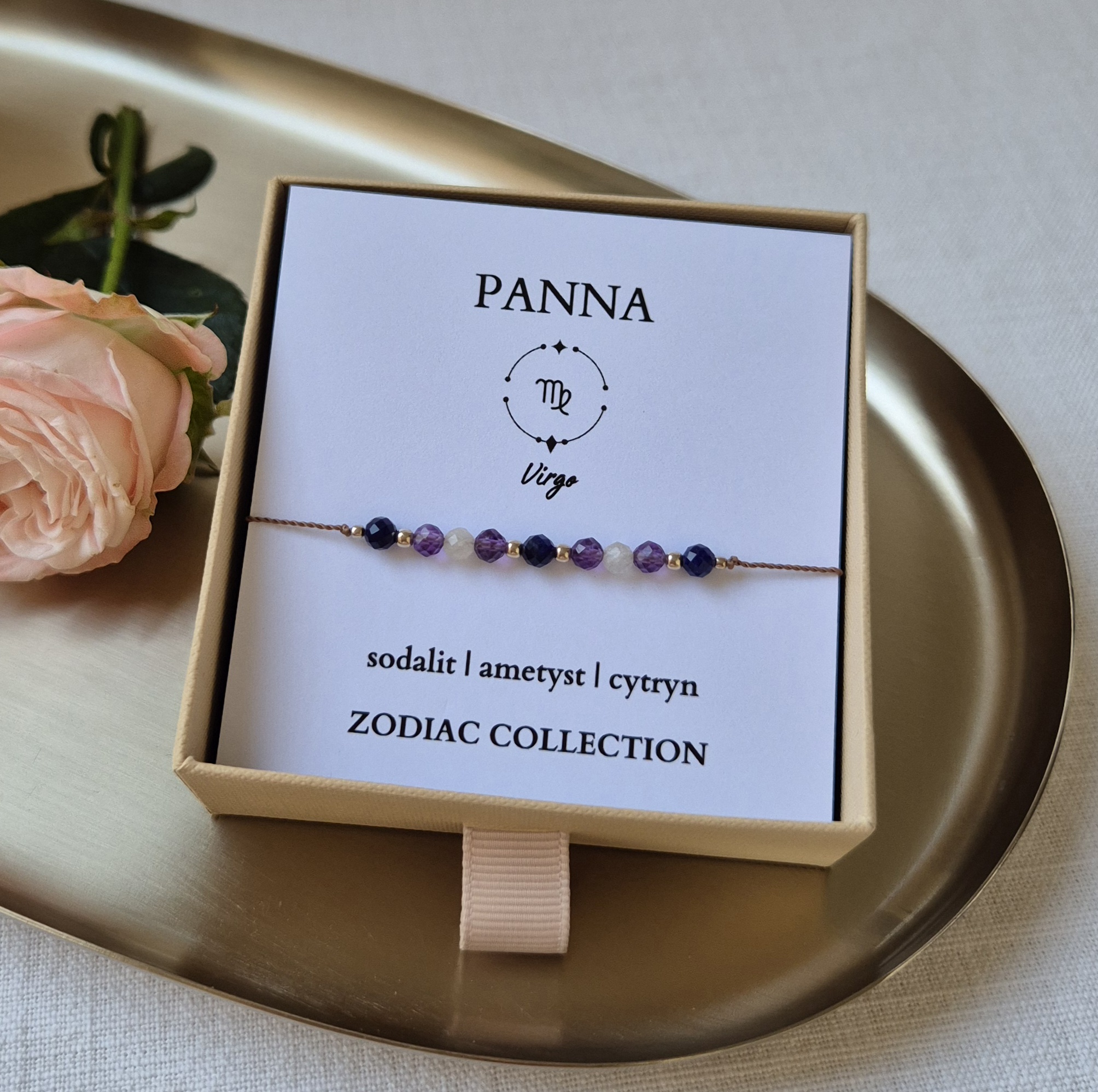 Bransoletka zodiakalna PANNA – sodalit, ametyst, cytryn - obrazek 2