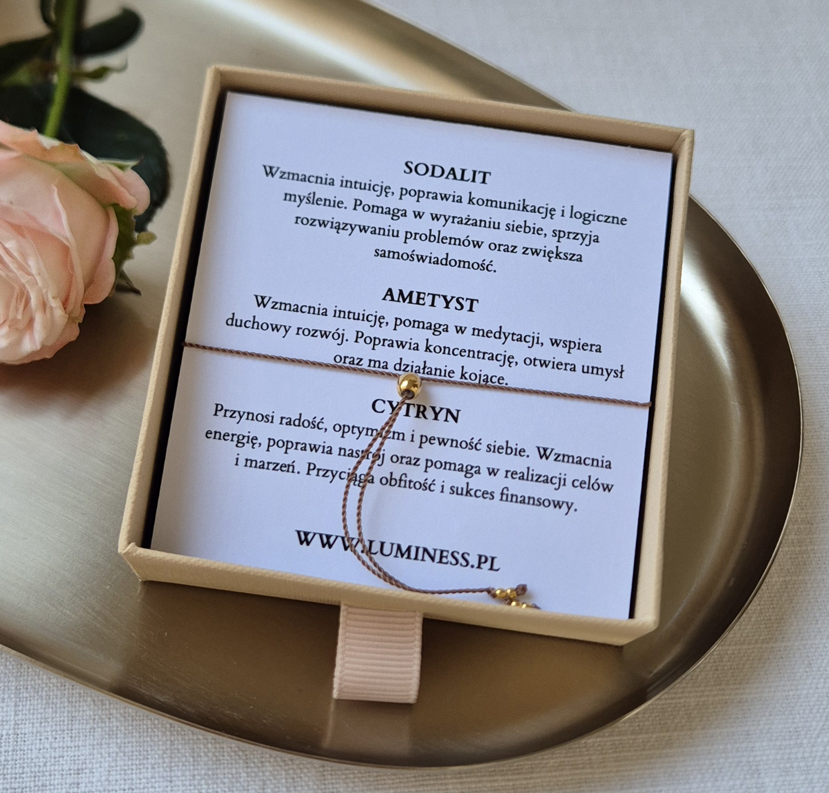 Bransoletka zodiakalna PANNA – sodalit, ametyst, cytryn - obrazek 3