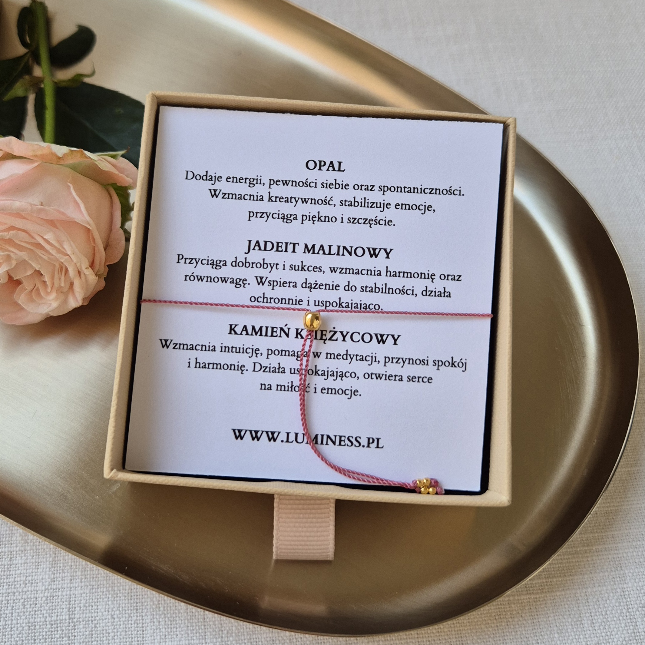 Bransoletka zodiakalna RAK – opal, jadeit malinowy, kamień księżycowy - obrazek 3