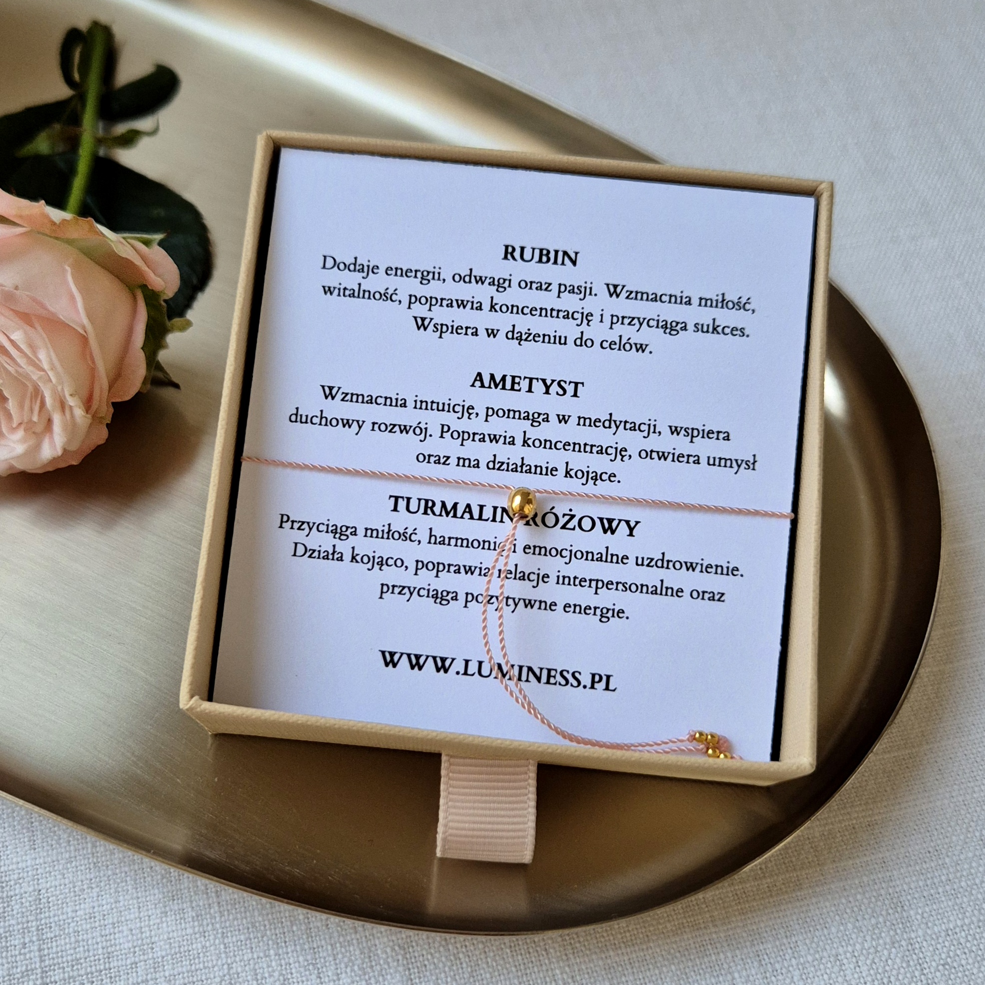 Bransoletka zodiakalna SKORPION – rubin, ametyst, turmalin różowy - obrazek 3