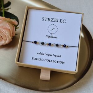 Bransoletka zodiakalna STRZELEC – sodalit, topaz, spinel