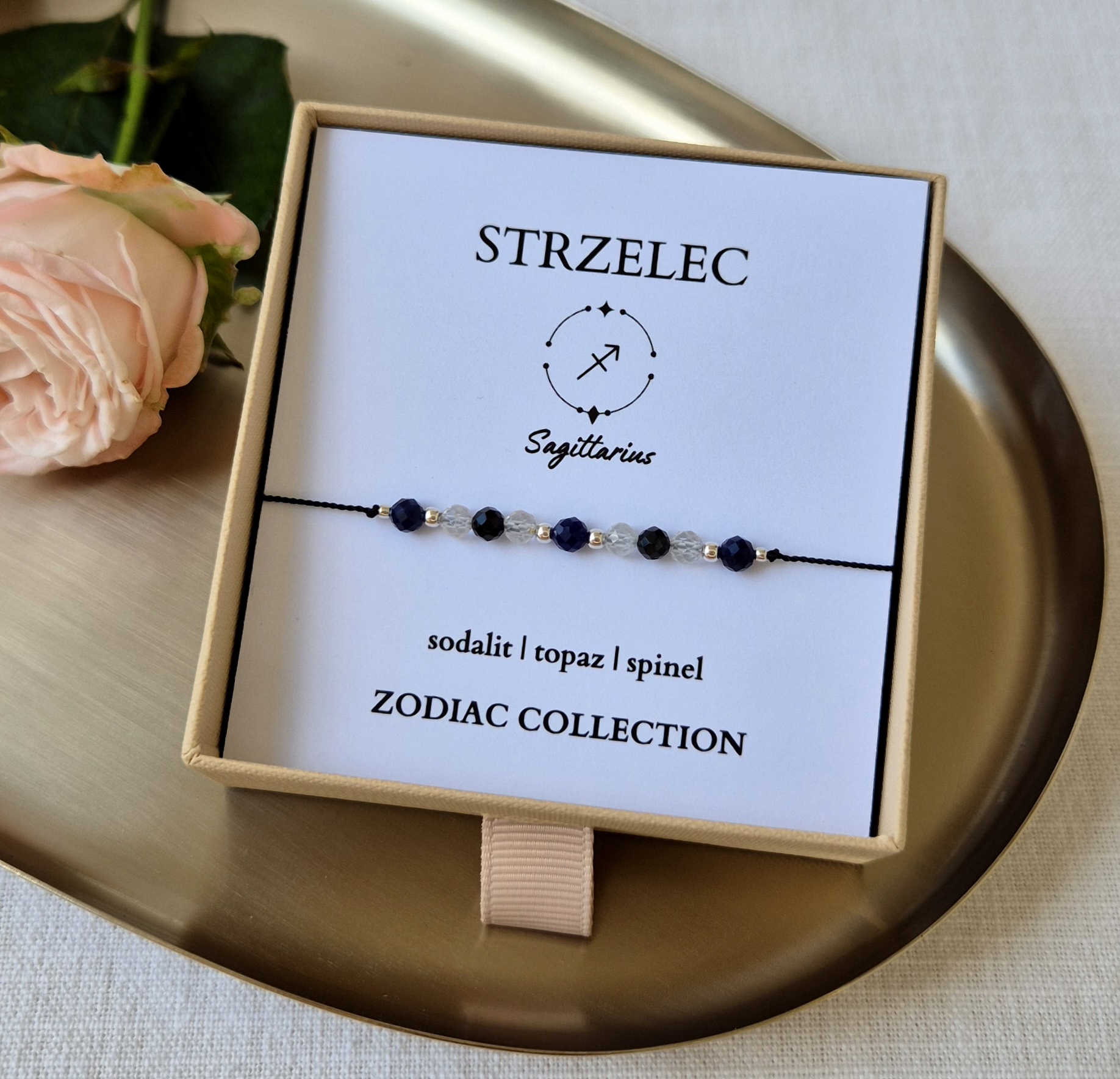 Bransoletka zodiakalna STRZELEC – sodalit, topaz, spinel - obrazek 2