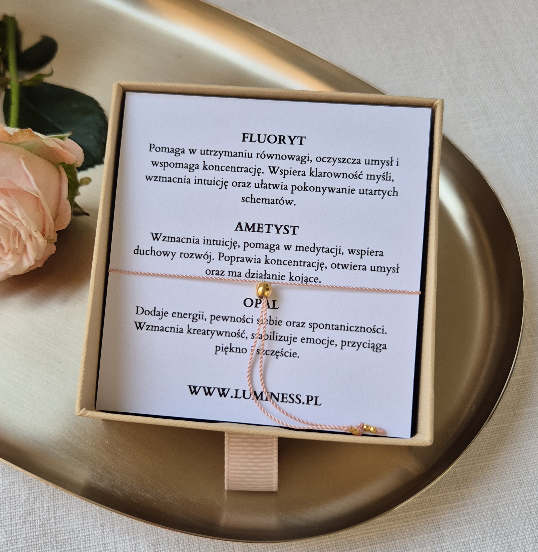 Bransoletka zodiakalna WODNIK – fluoryt, ametyst, opal - obrazek 3