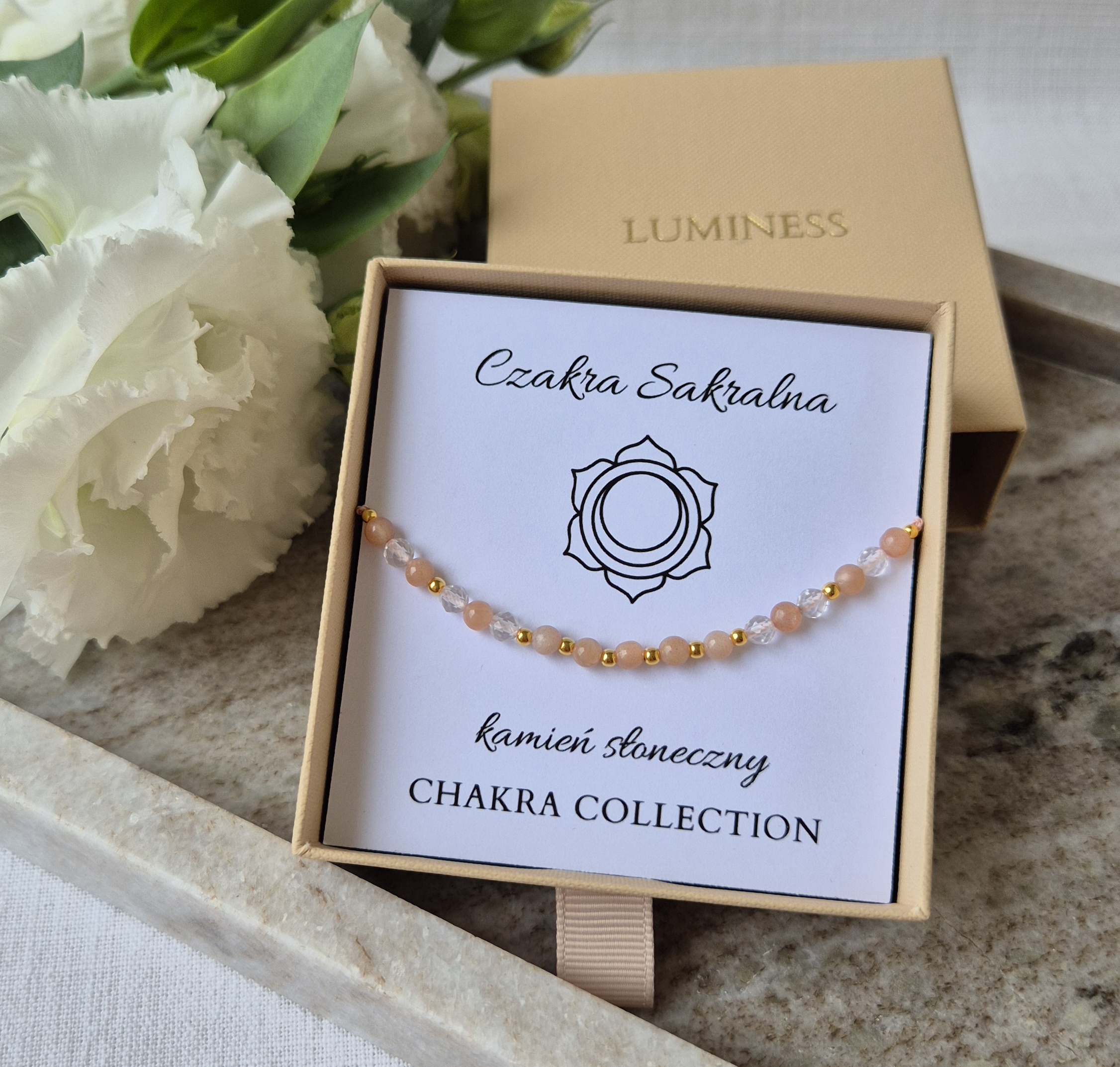 Bransoletka "czakra sakralna" w ozdobnym pudełku