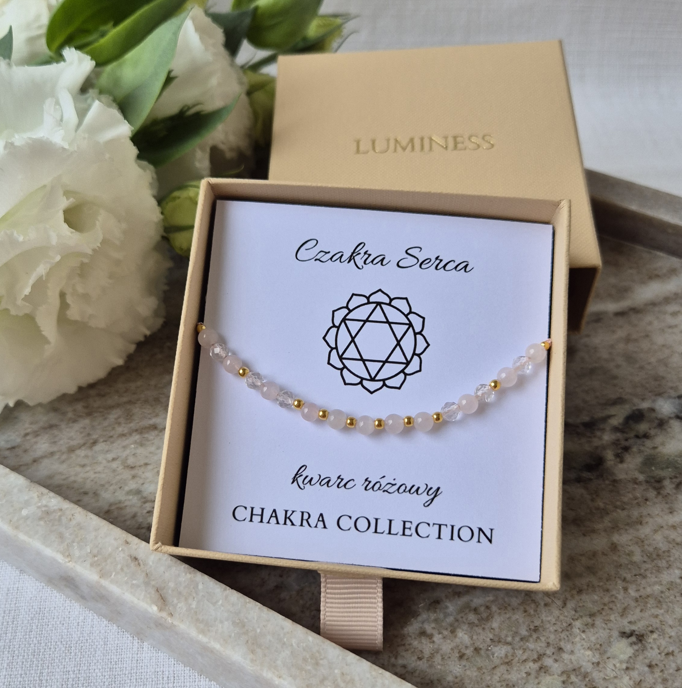 Bransoletka "czakra serca" w ozdobnym pudełku