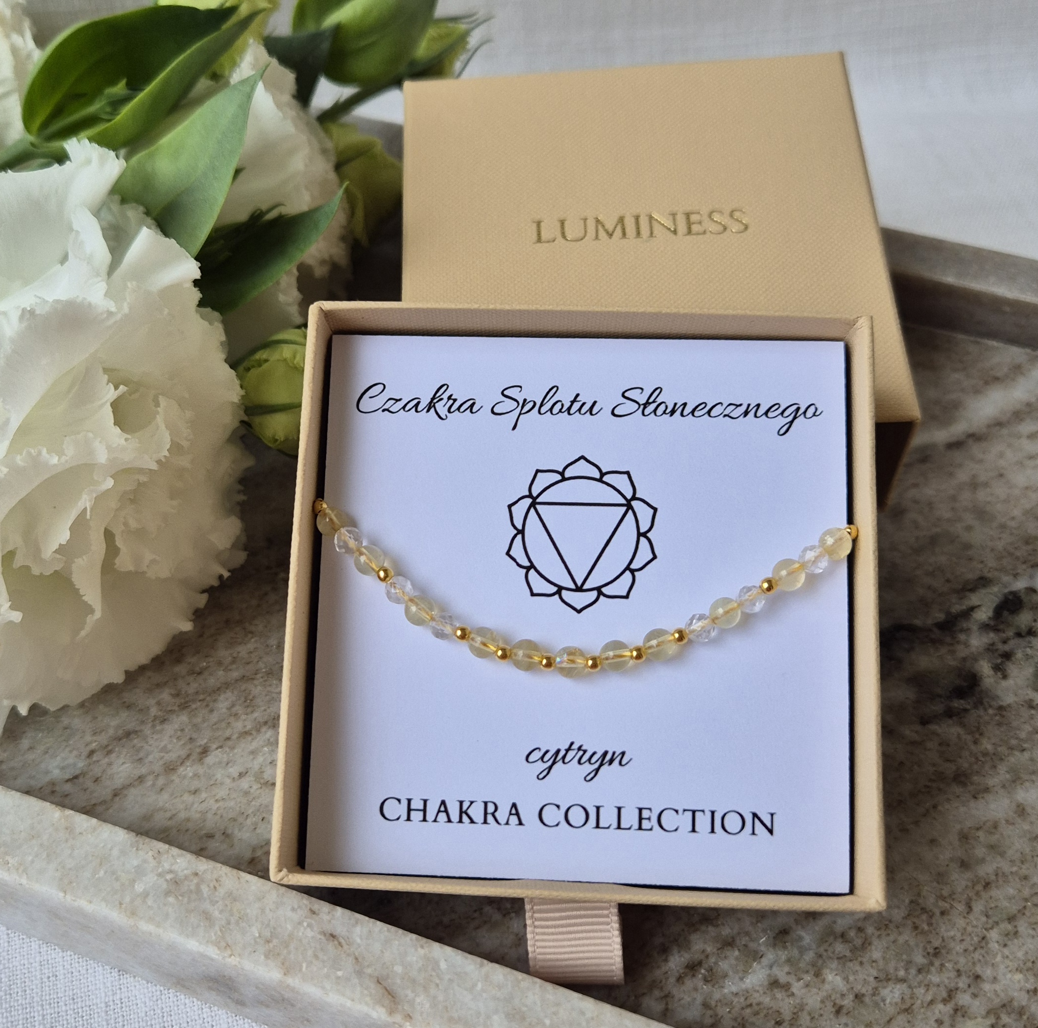Bransoletka "czakra splotu słonecznego" w ozdobnym pudełku