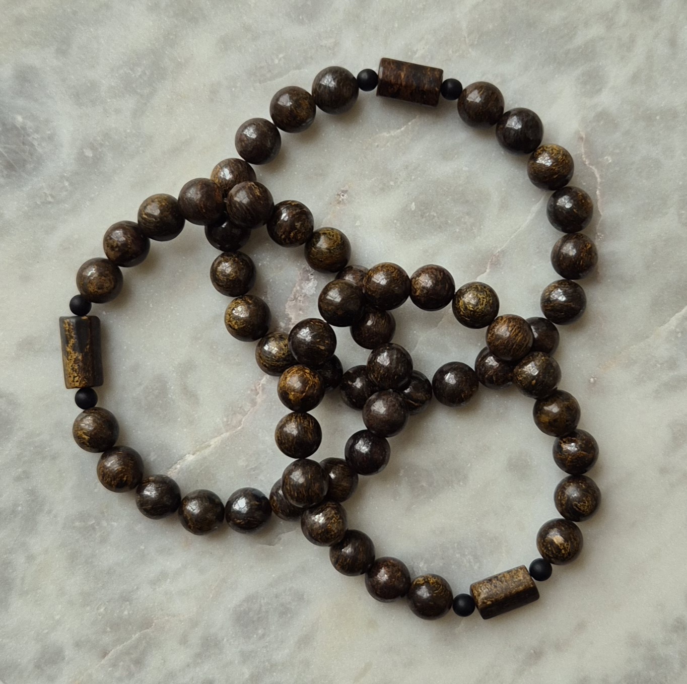 Bransoletka męska - TALIZMAN ODWAGI, DETERMINACJI I PEWNOŚCI SIEBIE z bronzytem i agatem czarnym - obrazek 4