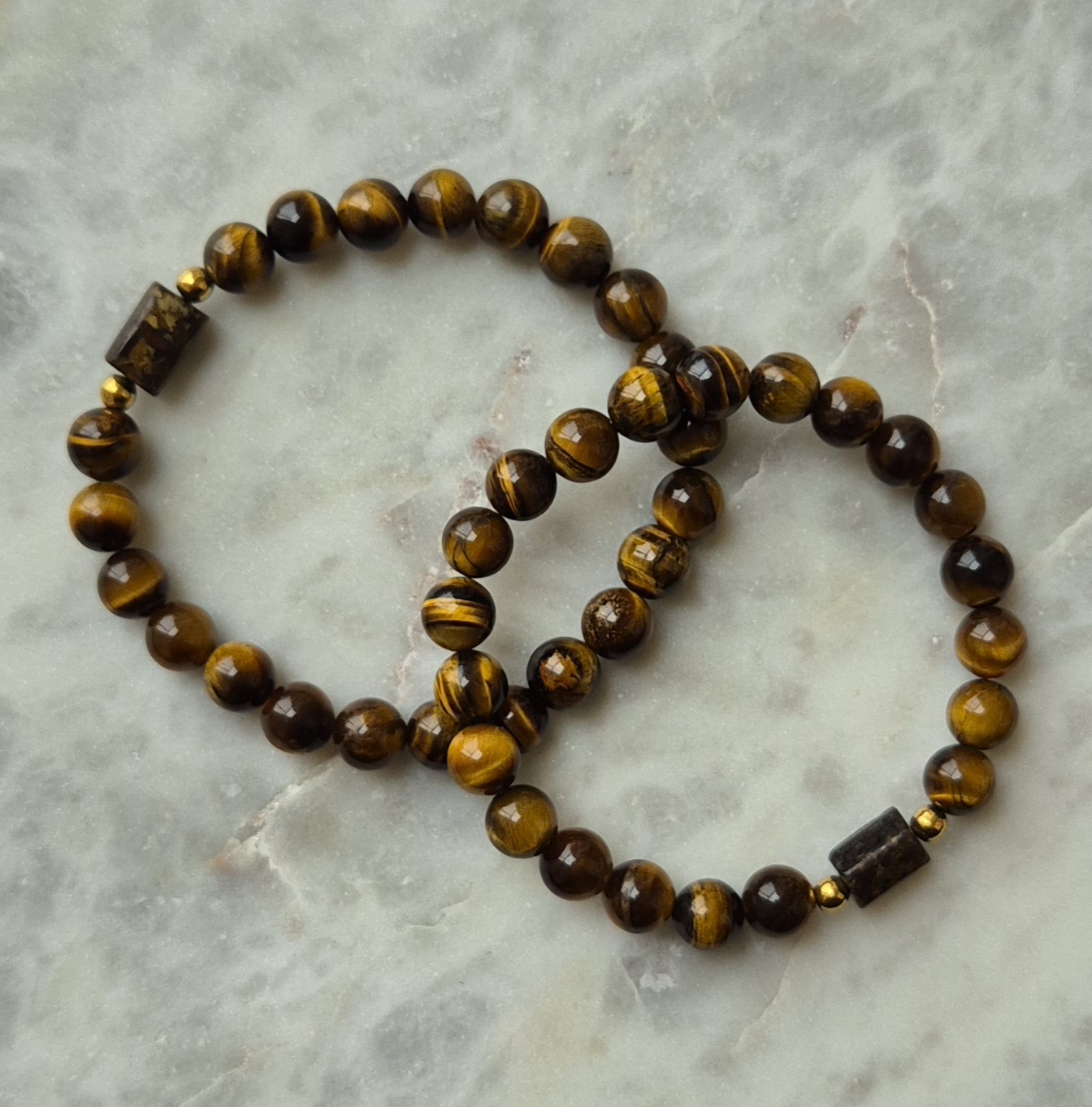 Bransoletka męska - TALIZMAN SIŁY PEWNOŚCI SIEBIE I ODWAGI z bronzytem, hematytem i tygrysim okiem - obrazek 4