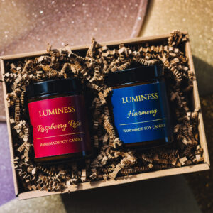 Zestaw prezentowy LUMINESS – 2 świece sojowe w eleganckim pudełku